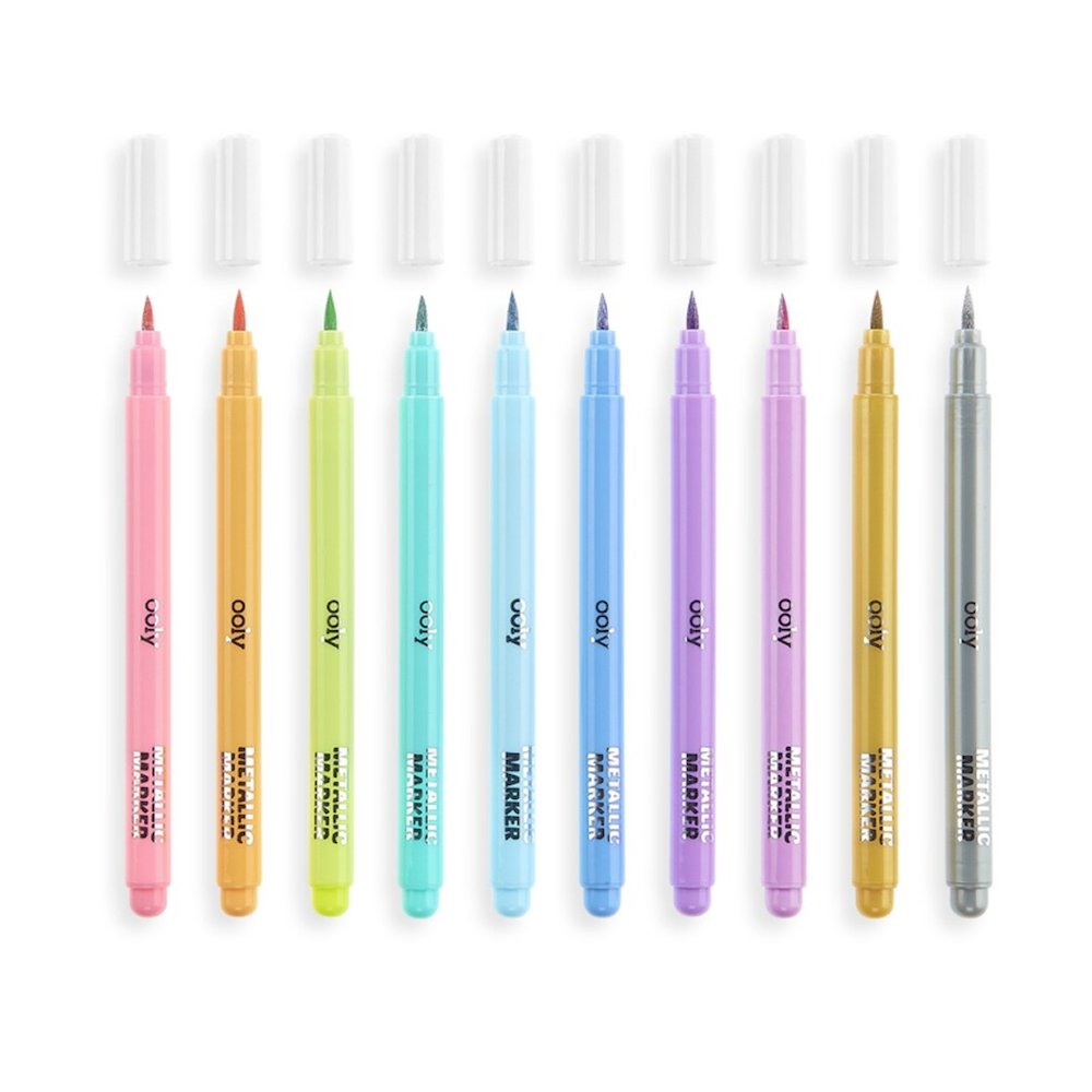 Color Lustre Metallic Brush Markers - Set of 10 - Rinse Bath & Body