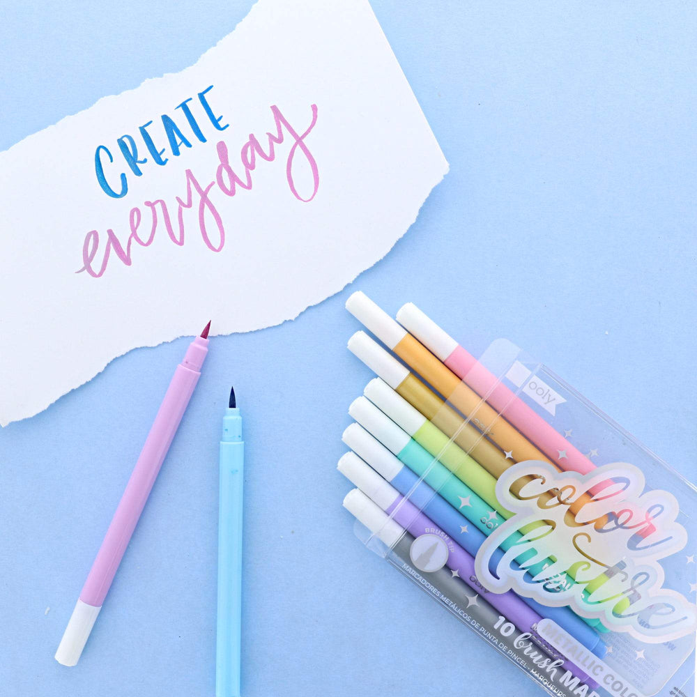 Color Lustre Metallic Brush Markers - Set of 10 - Accessories - detail view