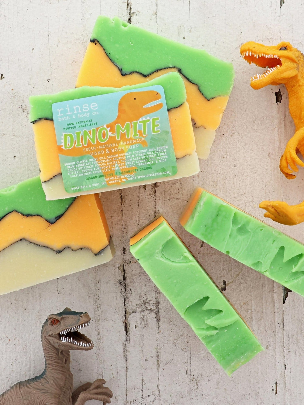 handmade natural bar soap in Dinomite by Rinse Bath & Body - alternate angle