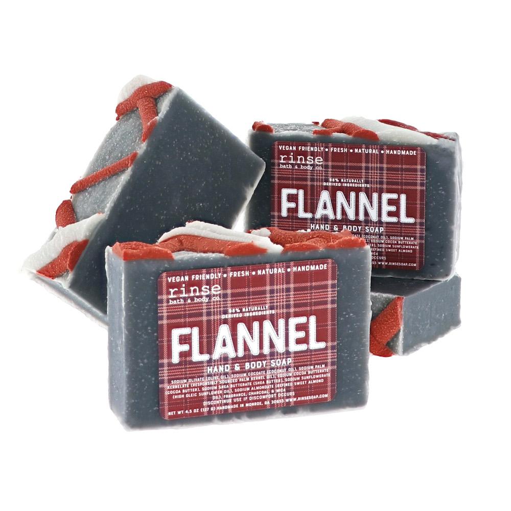 Flannel handmade natural bar soap from Rinse - paraben-free since 2003