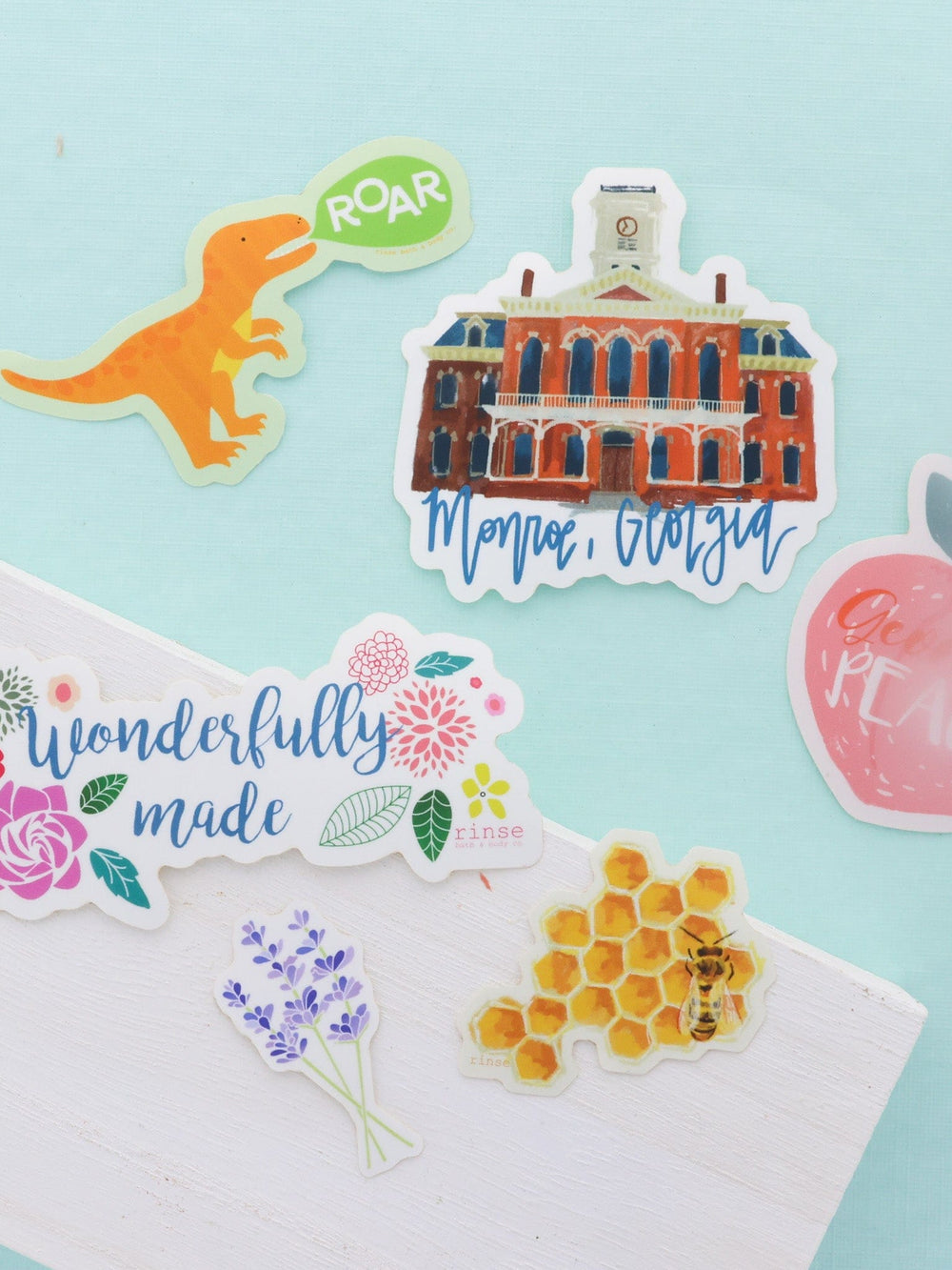 Handmade Georgia Peach Sticker - naturally derived - lifestyle shot