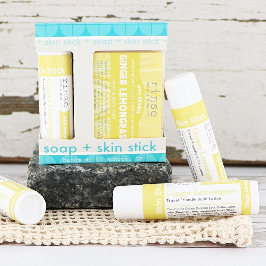 Ginger Lemongrass Soap + Skin Stick Box - Rinse Bath & Body