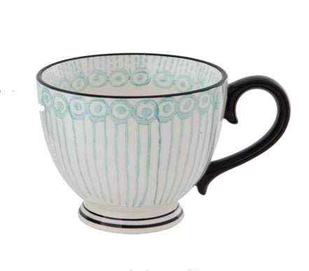 Handstamped Mugs with Tea Bag Holder - 4 Colors Black/Gray