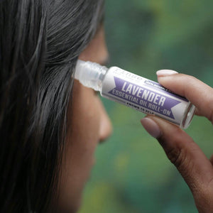 Handmade Lavender essential oil roll-on - naturally derived - alternate angle