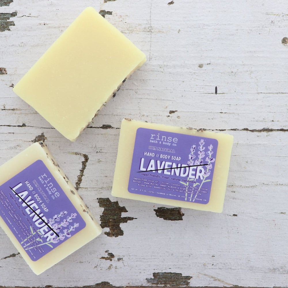 Rinse Lavender handmade natural bar soap - moisturizing and gentle - detail view