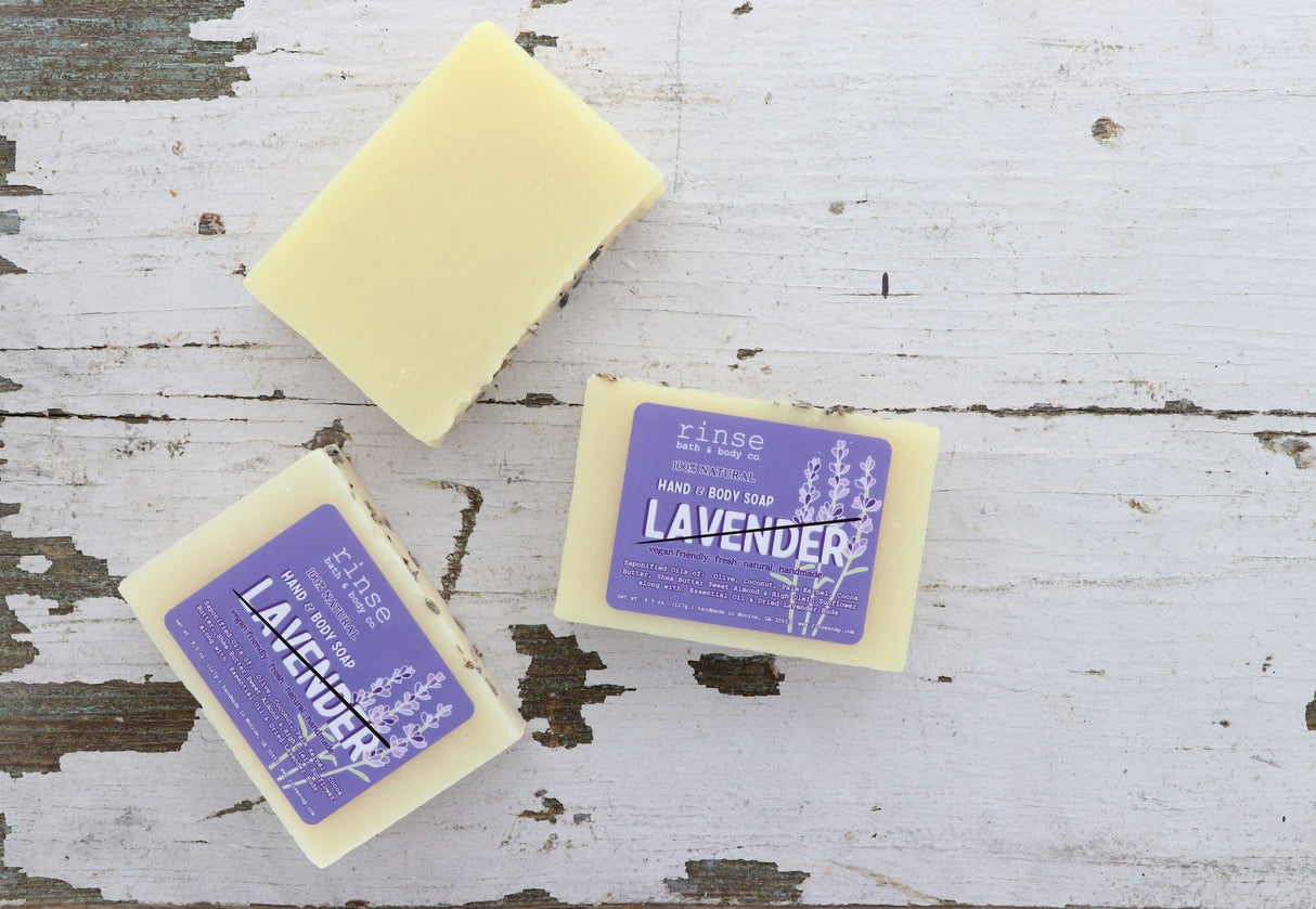 Rinse Lavender handmade natural bar soap - moisturizing and gentle - detail view