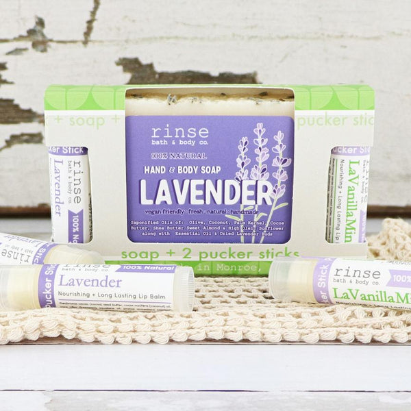 Lavender Soap + Pucker Stick Box - Rinse Bath & Body