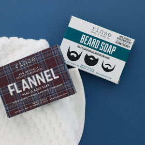 natural bath & body product in Mini Soap 2 Pack Beard Bar Flannel by Rinse Bath & Body - alternate angle