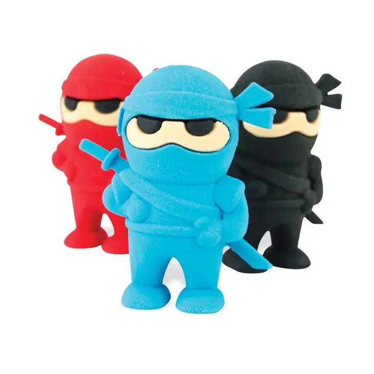 Handmade Ninja Erasers - Set of 3 - naturally derived - alternate angle
