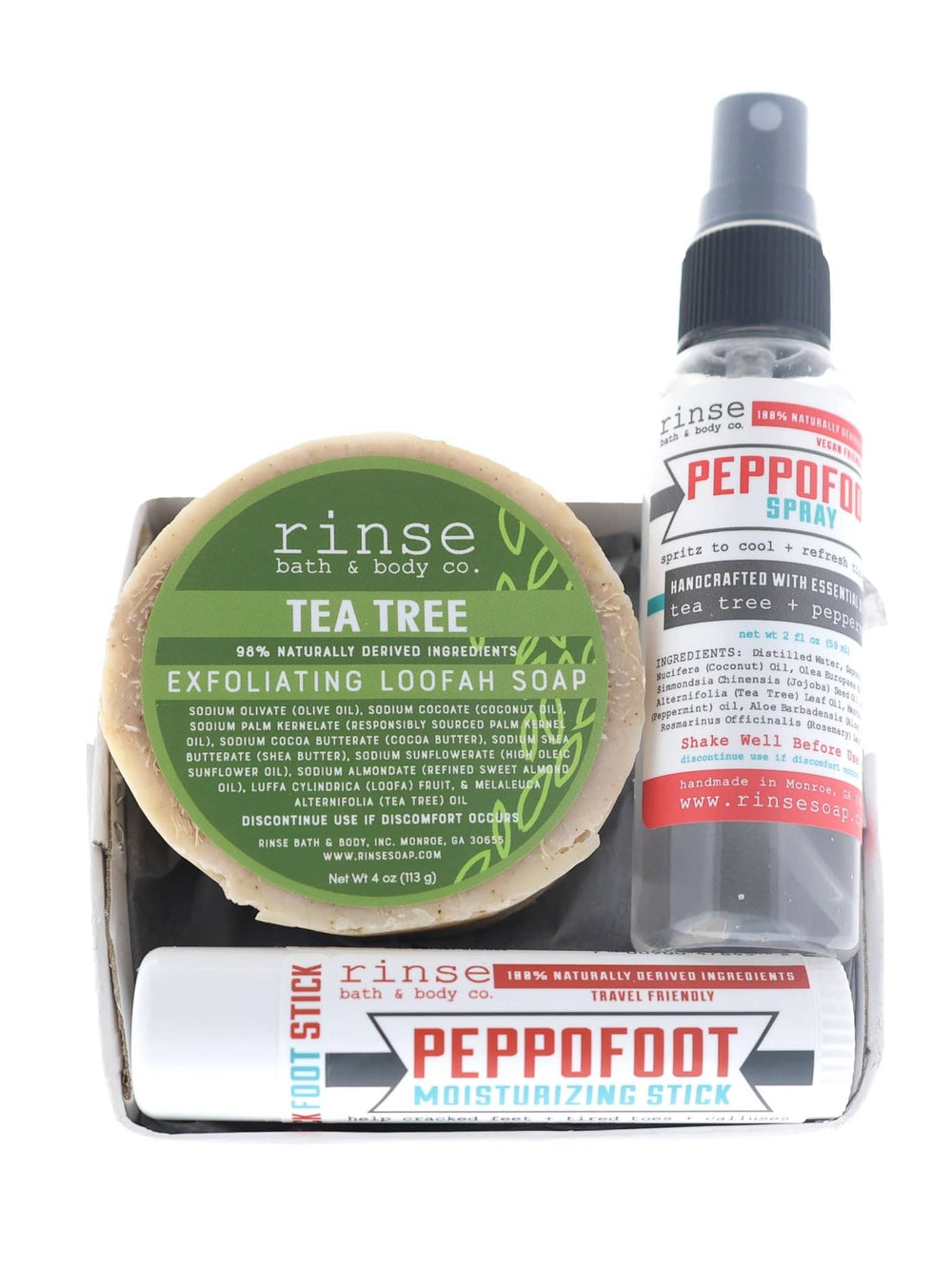 Rinse Peppofoot Bundle natural bath and body gift set - curated gift collection