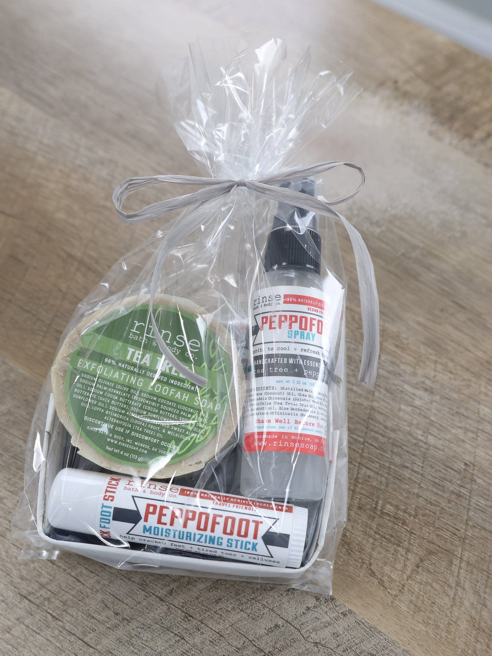 natural bath and body gift set in Peppofoot Bundle by Rinse Bath & Body - alternate angle