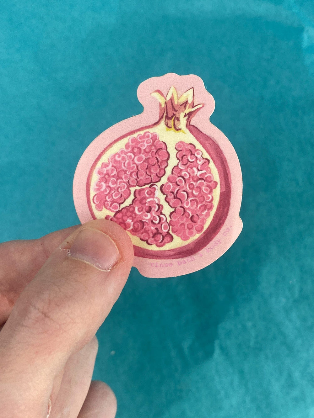 Rinse Pomegranate Sticker - handmade with care - lifestyle shot