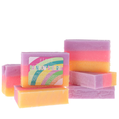 handmade natural bar soap in Rainbow Sherbet by Rinse Bath & Body