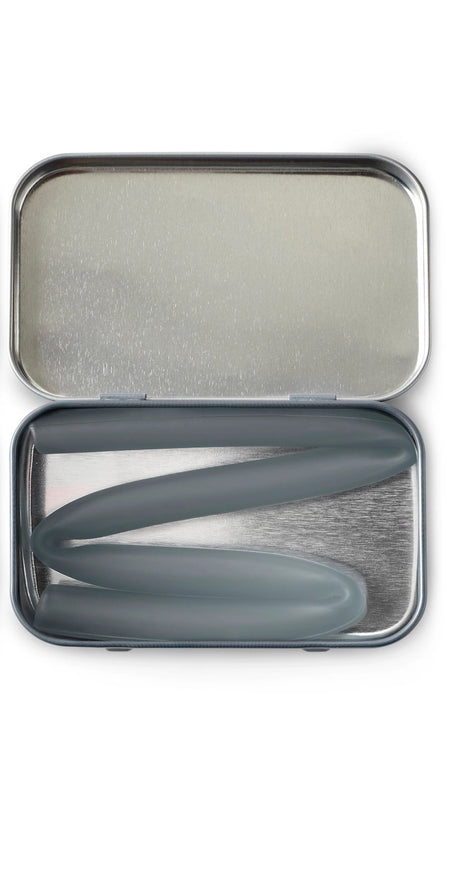 Rinse Reusable Silicone Straw with Travel Case - Extra Long Fog - handmade with care - alternate angle