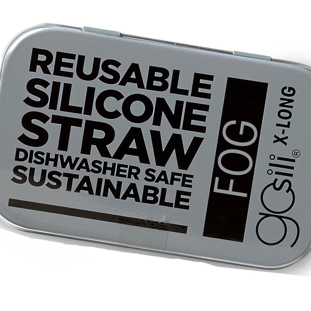 Rinse Reusable Silicone Straw with Travel Case - Extra Long Fog - handmade natural product