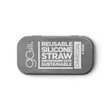Reusable Silicone Straw with Travel Case - Extra Wide Charcoal - Rinse Bath & Body