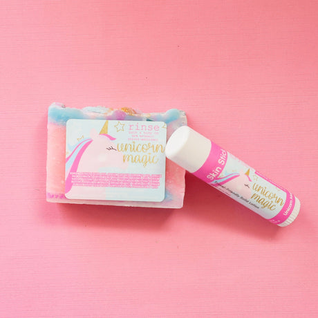 Rinse Unicorn Magic solid lotion stick - mess-free hydration - alternate angle