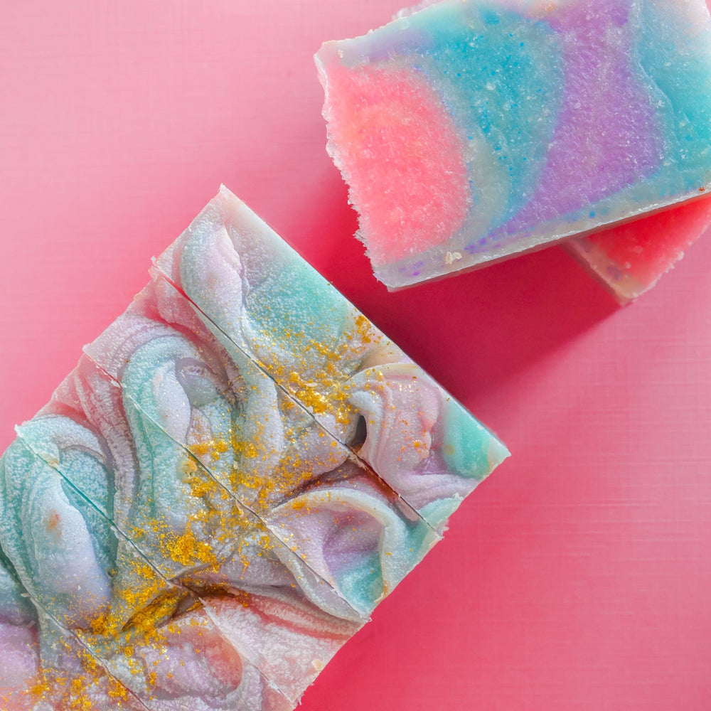 handmade natural bar soap in Unicorn by Rinse Bath & Body - alternate angle