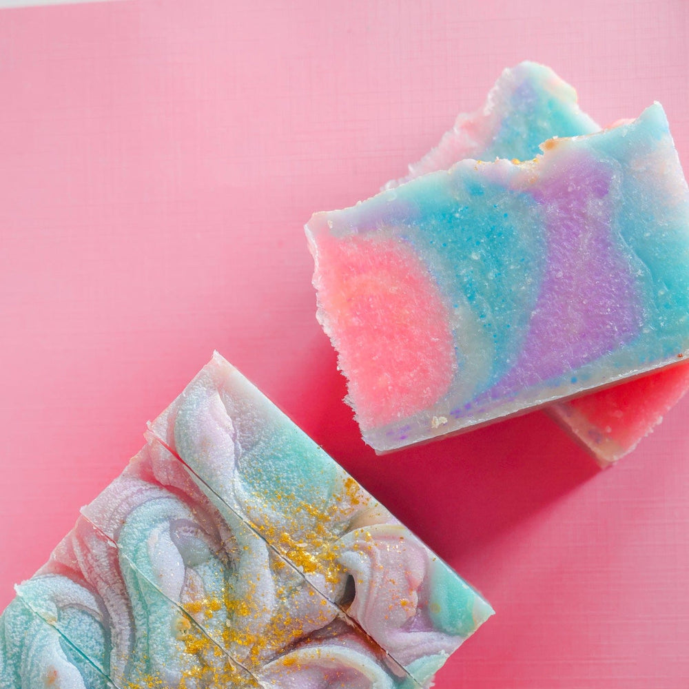 handmade natural bar soap in Unicorn by Rinse Bath & Body - alternate angle