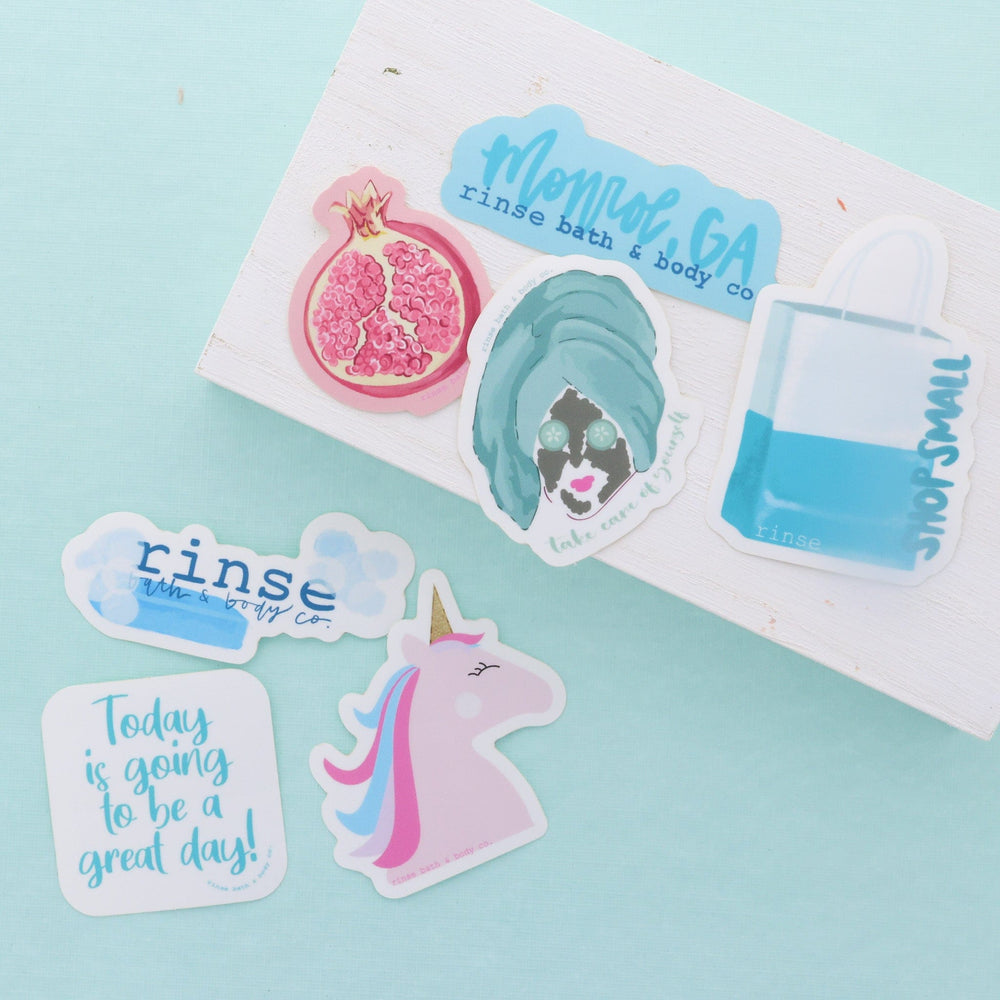 Rinse Unicorn Sticker - handmade with care - lifestyle shot